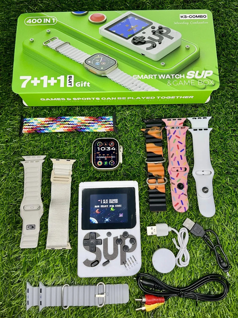 ULTRA WATCH WITH 7 STRAPS AND SUP 4000 IN 1 GAME