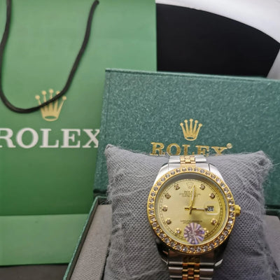 Rolex Datejust Two-Tone Diamond Bezel Gold Dial Watch