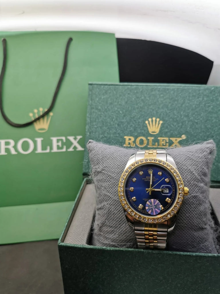 Rolex Datejust Two-Tone Diamond Bezel Gold Dial Watch
