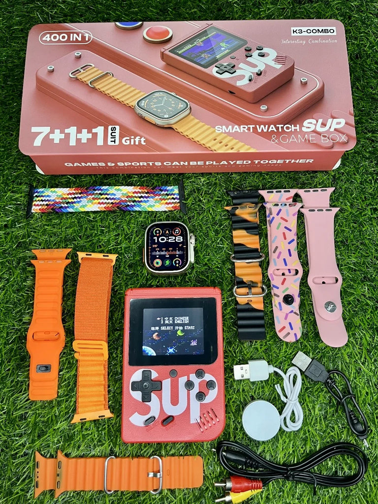 ULTRA WATCH WITH 7 STRAPS AND SUP 4000 IN 1 GAME